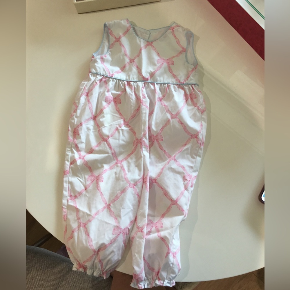 The Beaufort Bonnet Company Long Romper in Belle Meade Bow Print